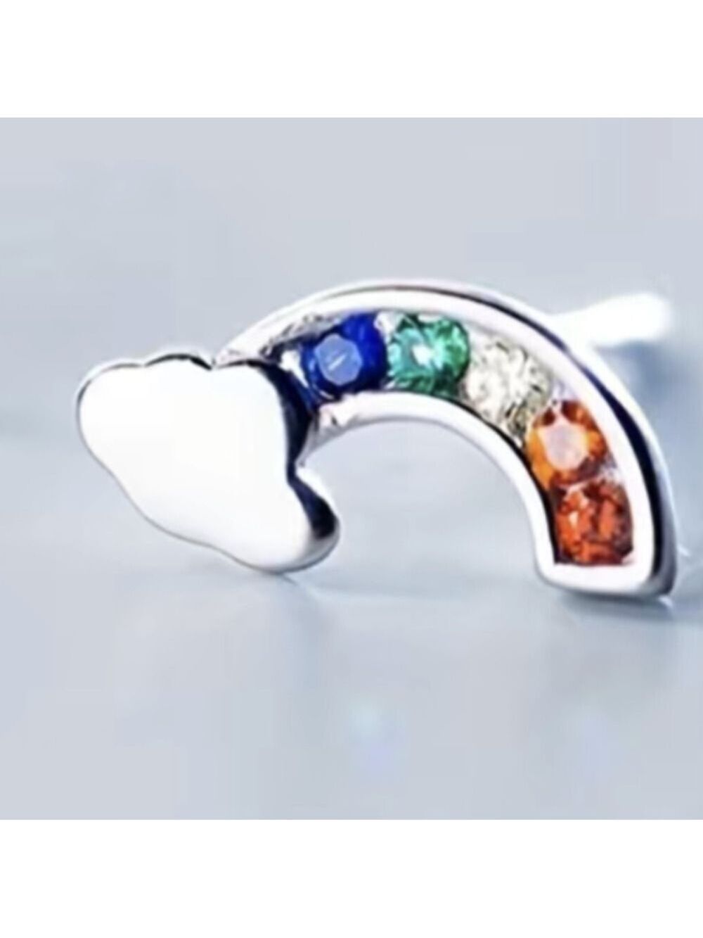 🌈Earrings--Tiny Rainbow & Cloud Design + Colorful Zircon gems